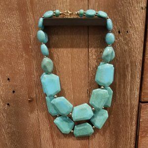 Turquoise and Gold double layer beaded necklace